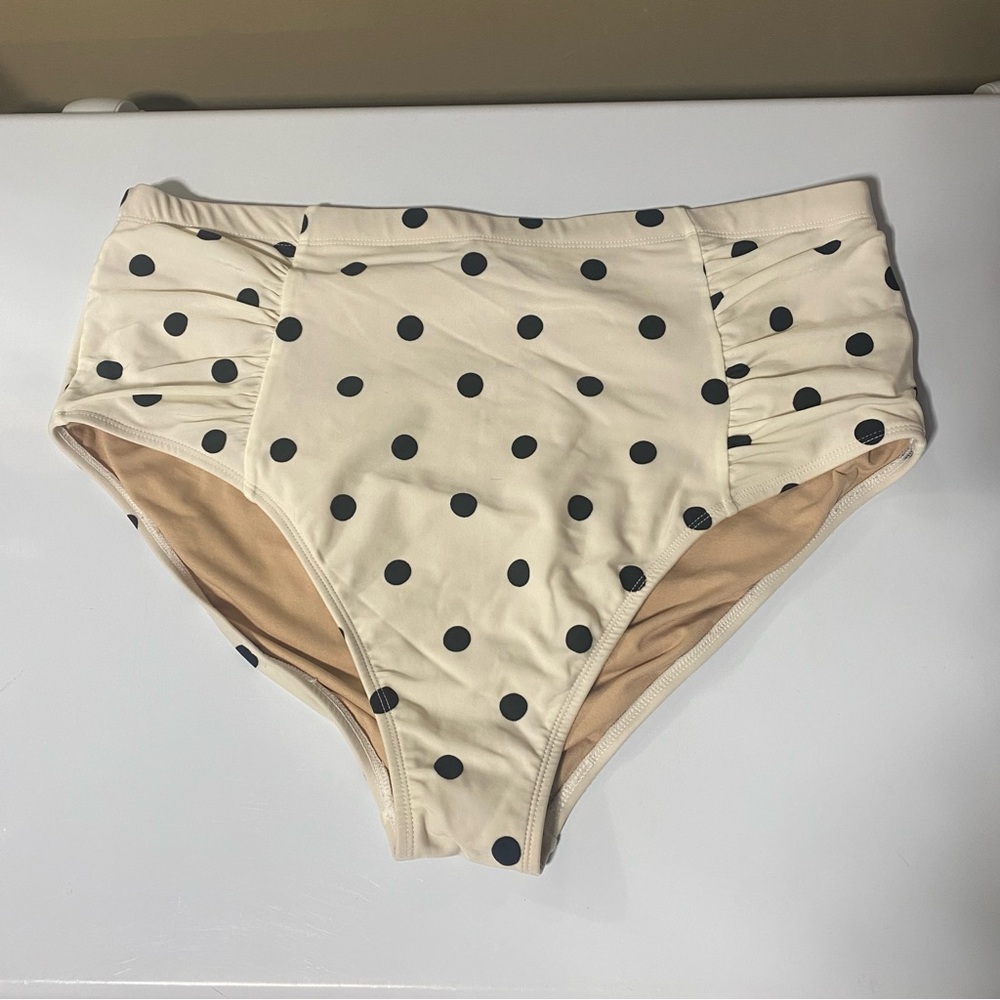High waisted polka dot swim bottoms